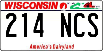WI license plate 214NCS