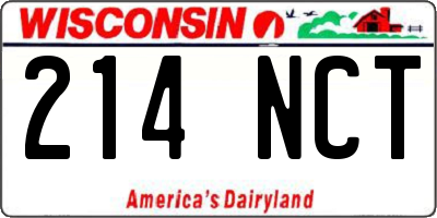 WI license plate 214NCT