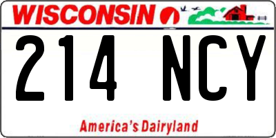 WI license plate 214NCY