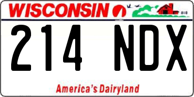 WI license plate 214NDX