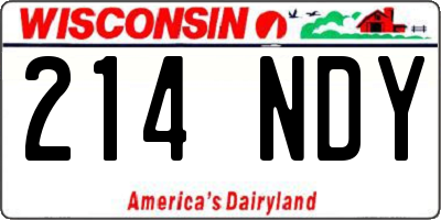 WI license plate 214NDY