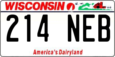 WI license plate 214NEB