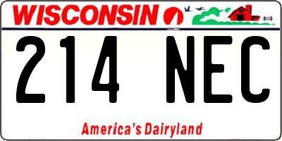WI license plate 214NEC