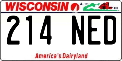 WI license plate 214NED
