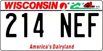 WI license plate 214NEF