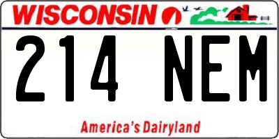 WI license plate 214NEM
