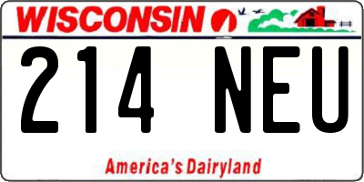 WI license plate 214NEU