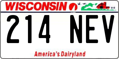 WI license plate 214NEV