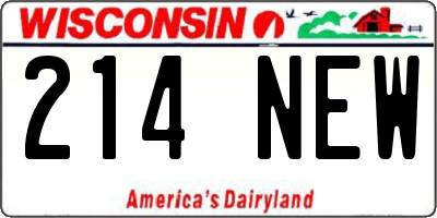 WI license plate 214NEW