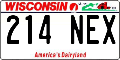 WI license plate 214NEX