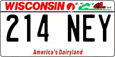 WI license plate 214NEY