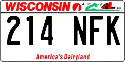 WI license plate 214NFK