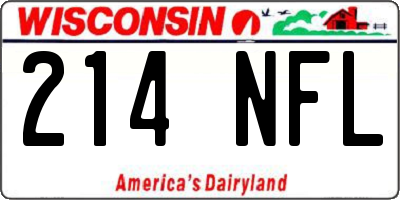 WI license plate 214NFL