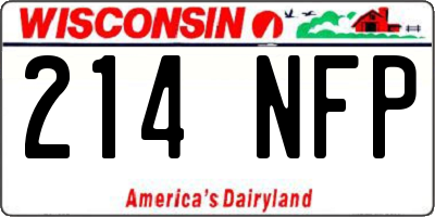 WI license plate 214NFP