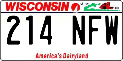 WI license plate 214NFW