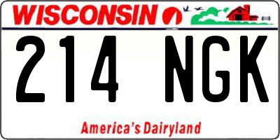 WI license plate 214NGK