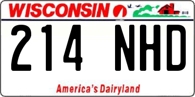 WI license plate 214NHD