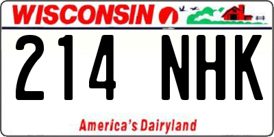 WI license plate 214NHK
