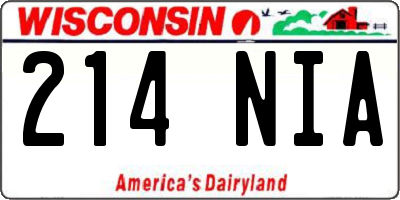 WI license plate 214NIA