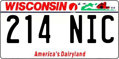 WI license plate 214NIC
