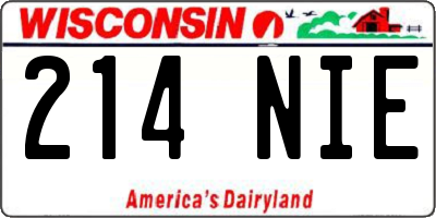 WI license plate 214NIE