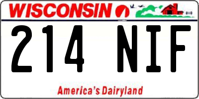 WI license plate 214NIF