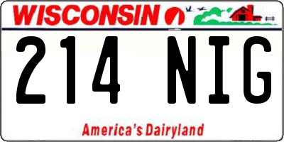 WI license plate 214NIG