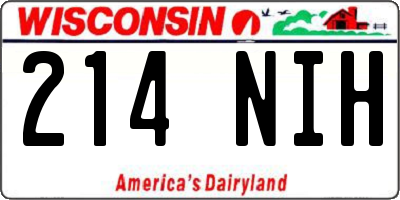 WI license plate 214NIH