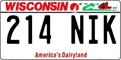WI license plate 214NIK