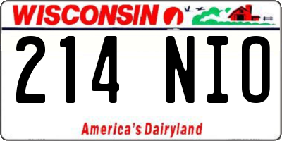 WI license plate 214NIO