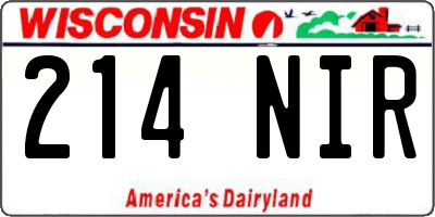 WI license plate 214NIR