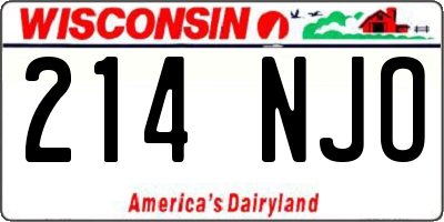 WI license plate 214NJO