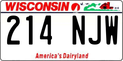 WI license plate 214NJW