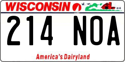 WI license plate 214NOA
