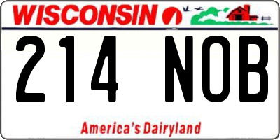 WI license plate 214NOB