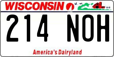 WI license plate 214NOH