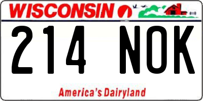 WI license plate 214NOK