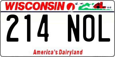 WI license plate 214NOL