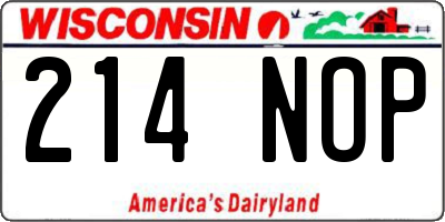 WI license plate 214NOP