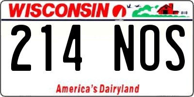 WI license plate 214NOS