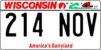 WI license plate 214NOV
