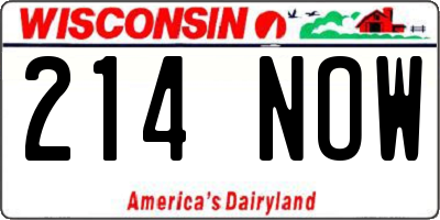 WI license plate 214NOW