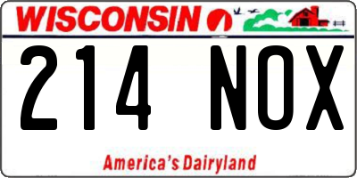 WI license plate 214NOX