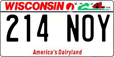 WI license plate 214NOY