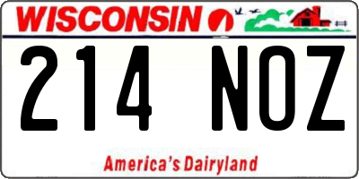 WI license plate 214NOZ