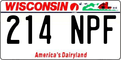 WI license plate 214NPF