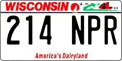WI license plate 214NPR