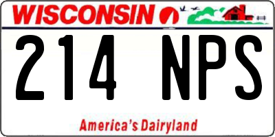 WI license plate 214NPS