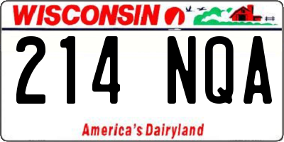 WI license plate 214NQA