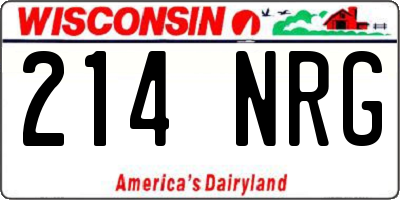 WI license plate 214NRG